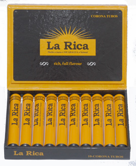 La Rica Corona - Box of 10 Tubed Nicaraguan Cigars