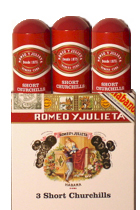 Romeo y Julieta Short Churchill (Tubed). Packet of 3 Cigars