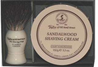 Taylor of Old Bond Street Badger Shaving Brush and Sandalwood Shaving Cream Gift set