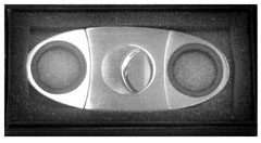 Double Cut Cigar Cutter with rubber inserts