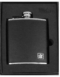 6oz Hip Flask- Black leather covered with captiva top