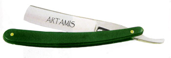 Straight Shaving Razor with Green Handle in Case