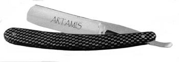 Straight Shaving Razor in Case with Carbon Fibre-effect handle