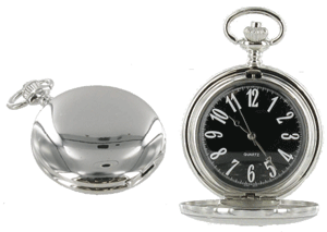 Full Hunter Pocket Watch - Black Dial with Arabic numerals