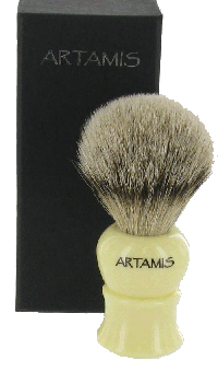 Silver Tip Badger Shaving Brush with Ivory Coloured Handle